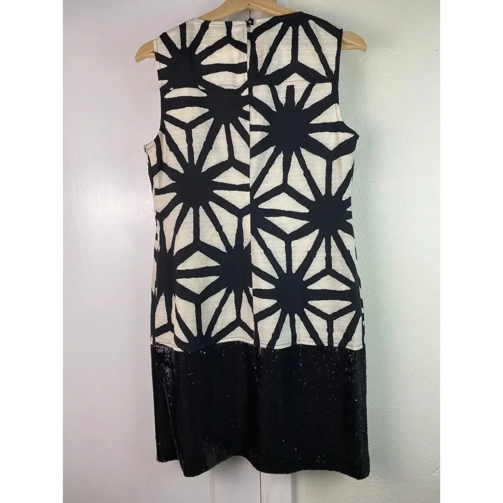 Tabitha Women's Petite 8P Cream Black Sequin Sleeveless Sheath Dress * - Picture 4 of 9